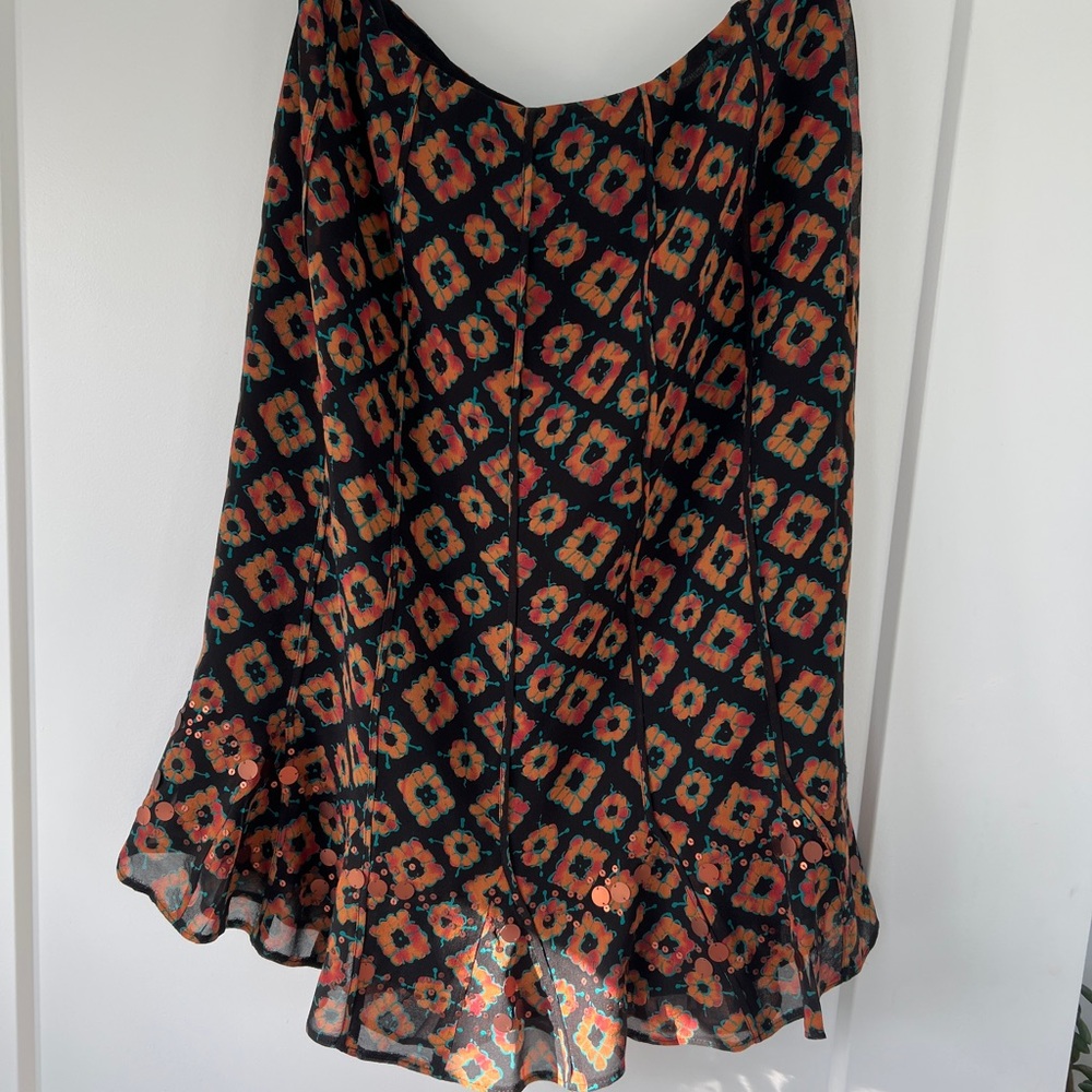 Vintage floral silk sequin skirt